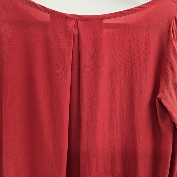 Club Monaco Shirt Womens XS Red Silk Top Quiet Luxury Minimal Capsule Normcore - Picture 7 of 7